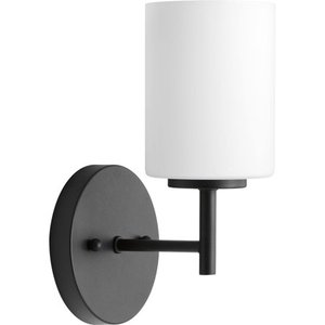 lot 2245 image: Replay Collection One-Light Textured Black Etched White Glass Glass Modern Bath Vanity Light