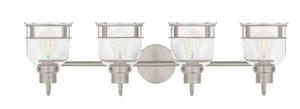 lot 2313 image: Home Decorators Collection Willow Springs 31.25 in. 4-Light Brushed Nickel Bathroom Vanity Light with Clear Glass Shade