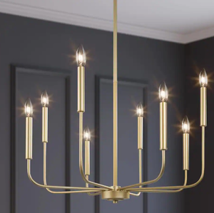 lot 2361 image: LNC HOME- SIMPLISTIC MODERN GOLD CHANDELIER- 6 LIGHTS