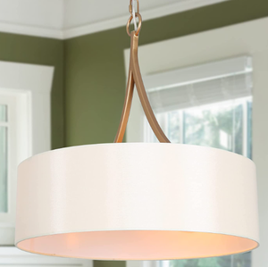 lot 2370 image: Rafal 17in Wide Fabric 3-Light Chandelier