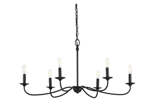 lot 2372 image: &nbsp6-Light Modern Chandelier Black Candlestick Farmhouse Chandelier Kitchen Island Pendant Lighting