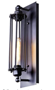 lot 2072 image: Farmhouse Matte Black Rectangle Wall Lamp 1-Light Industrial Sconce for Ambiance in Living Dining Room Kitchen Corridor