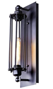 lot 2073 image: Farmhouse Matte Black Rectangle Wall Lamp 1-Light Industrial Sconce for Ambiance in Living Dining Room Kitchen Corridor
