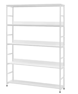lot 2042 image: White 5-Tier Home Office Bookcase Open Bookshelf with Metal Frame