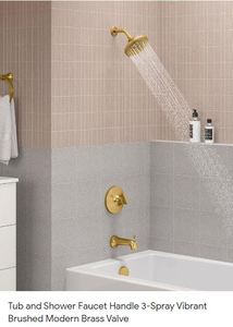 lot 2114 image: Kohler Setra Lever Handle Rite Temp Pressure Balancing Bath And Shower Faucet Set In Gold