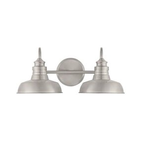 lot 2332 image: Hampton Bay Elmcroft 1825 Brushed Nickel Bathroom Vanity Light W-Metal Shades