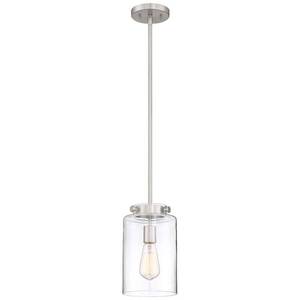lot 2339 image: Home Decorators 1-Light Brushed Nickel Pendant With Clear Glass Shade&nbsp