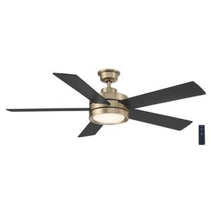 lot 2340 image: Home Decorators Collection Baxtan 56 In Integrated Led Indoor Gold Ceiling Fan With Light And Remote Control
