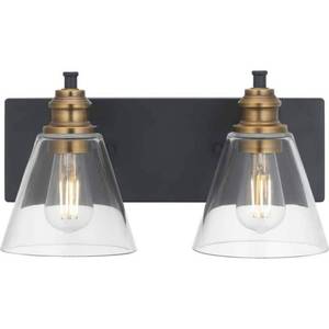 lot 2389 image: Hampton Bay Manor 2-Light Matte Black Industrial Bathroom Vanity Light&nbsp