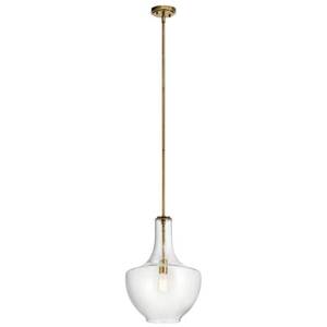 lot 2393 image: Kichler 42046 Everly 1 Light 14 Wide Pendant - Brass