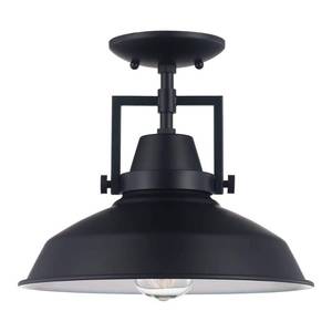 lot 2347 image: Monteaux Lighting 13 In Monteaux 1-Light Black Farmhouse Semi-Flush Mount Kitchen Ceiling Light Fixture
