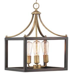 lot 2358 image: Home Decorators Collection Boswell Quarter 3-Light Brass Pendant - Nob
