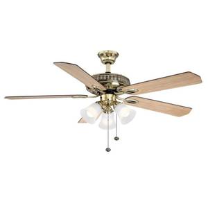lot 2408 image: Hampton Bay Glendale 52 In Led Indoor Flemish Brass Ceiling Fan - New