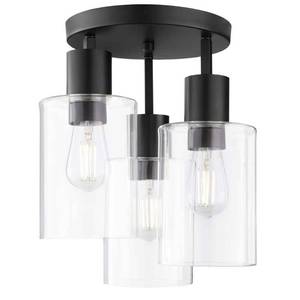 lot 2534 image: Hampton Bay Sutton Place 14 In 3-Light Matte Black Flush Mount Farmhouse Ceiling Light