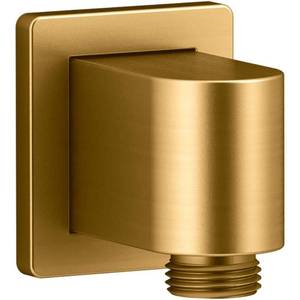 lot 2542 image: Kohler Awaken Wall-Mount Supply Elbow Vibrant Brushed Modern Brass
