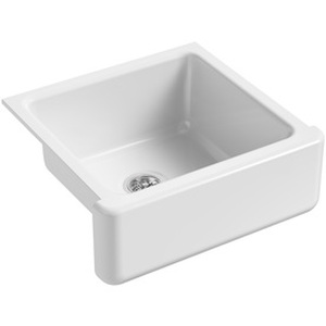 lot 2430 image: Kohler Whitehaven Undermount Single Basin Cast Iron Kitchen Sink - White