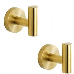 lot 2572 image: Ruiling Round Bathroom Robe Hook And Towel Hook In Stainless Steel Golden -2-Pack