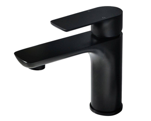 lot 2412 image: Single Handle Single Hole Bathroom Faucet with Water Supply Hose and Built-in Aerator in Matte Black