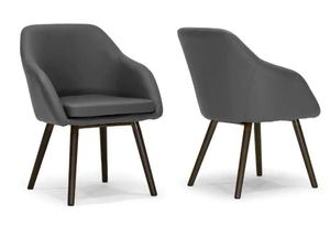 lot 2054 image: Adaya Grey Faux Leather Arm Chair with Beech Legs