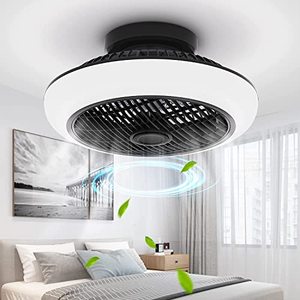 lot 7007 image: YONOK Ceiling Fans with Lights Remote Control, 18in Bladeless Low Profile Ceiling Fan 360°Angle Airflow, 8 Blades 3 Gear Wind Stepless Dimming Flush Mount Ceiling Fan