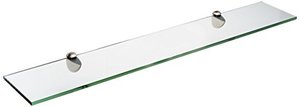 lot 7024 image: Spancraft Glass Peacock Glass Shelf, Brushed Steel, 8 x 21
