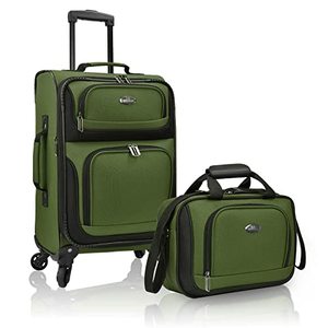 lot 7044 image: U.S. Traveler Rio Rugged Fabric Expandable Carry-on Luggage Set, Green, 4 Wheel