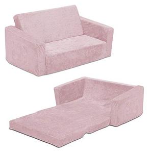 lot 7050 image: Delta Children Serta Perfect Sleeper Extra Wide Convertible Sofa to Lounger, Comfy 2-in-1 Flip Open CouchSleeper for Kids, Pink
