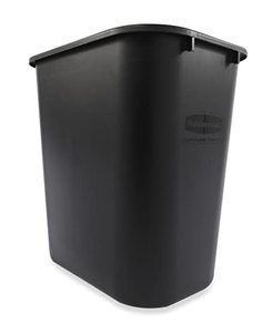 lot 7061 image: Rubbermaid Commercial Products 28QT7 GAL Wastebasket Trash Container, for HomeOfficeUnder Desk, Black (FG295600BLA)