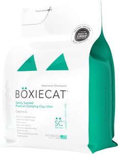 lot 7066 image: Boxiecat Gently Scented Premium Clumping Cat Litter - Clay Formula - Ultra Clean Litter Box, Longer Lasting Odor Control, Hard Clumping Litter, 99.9% Dust Free, 28 lb (103),Green
