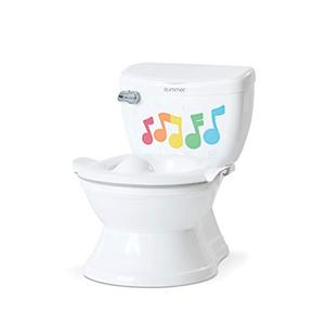 lot 7077 image: Summer My Size Potty Lights and Songs Transitions, White �� Realistic Potty Training Toilet with Interactive Handle that Plays Music for Kids, Removable Potty TopperPot, Wipe Compartment, Splash Guard