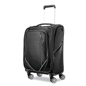 lot 7091 image: American Tourister Zoom Turbo Softside Expandable Spinner Wheel Luggage, Black, Carry-On 20-Inch