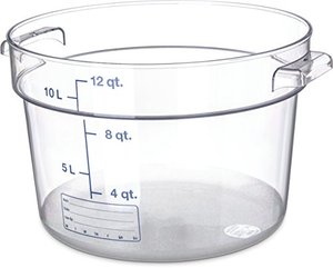 lot 7092 image: CFS 1076707 StorPlus Polycarbonate Round Food Storage Container, 12 Quart, Clear