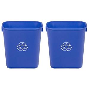 lot 7106 image: AmazonCommercial 3 Gallon Commercial Office Wastebasket, Blue wRecycle Logo, 2-Pack