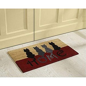 lot 7110 image: Better Trends Coir Door Mat is Strong Easy to Clean and Colorful 100 Percent Natural Coir in Vibrant Designs, 18 x 30 Rectangle, Cat