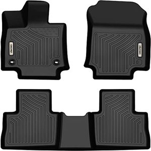 lot 7111 image: OEDRO Floor Mats Compatible with 2019-2023 Toyota RAV4 NO Hybrid, Black TPE All-Weather Includes 1st and 2nd Row Full Set Liners