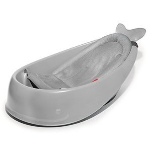 lot 7132 image: Skip Hop Baby Bath Tub, 3-Stage Smart Sling Tub, Moby, Grey