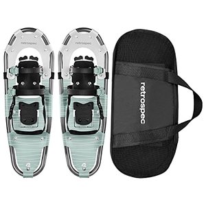 lot 7508 image: Retrospec Drifter Snowshoe for Men & Women - Aluminum Frames & a Double-Rachet Binding System - Lightweight All Terrain Snow Shoes with Heel Lifters & Pivot System - 30 Winter Mint