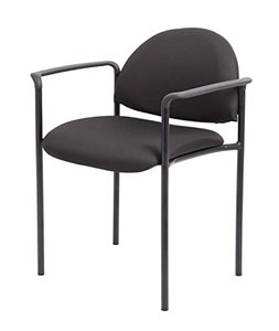 lot 7512 image: Boss Office Products Dimond Fabric Stacking Chair with Arms in Black