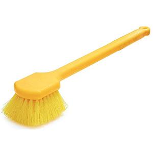 lot 7524 image: Rubbermaid Commercial Long Plastic Handle Utility Pot Scrubber Brush, Yellow