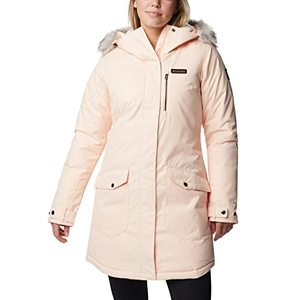 lot 7525 image: Columbia Womens Suttle Mountain Long Insulated Jacket, Peach Blossom, 3X Plus