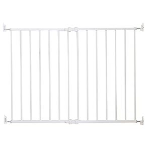 lot 7538 image: Qdos Safety Extending SafeGate Baby Gate Meets Tougher European Standards Angle Mount Capable Templates for Easy Installation Safe for Top of Stairs Fits openings 26 41 Hardware Mount, White