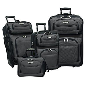 lot 7540 image: Travel Select Amsterdam Expandable Rolling Upright Luggage, Gray, 4-Piece Set