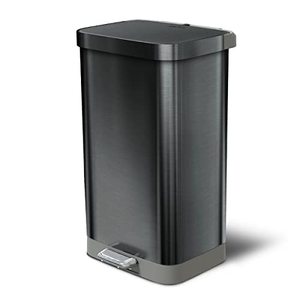 lot 7551 image: Glad Stainless Steel Step Trash Can with Clorox Odor Protection  Large Metal Kitchen Garbage Bin with Soft Close Lid, Foot Pedal and Waste Bag Roll Holder, 20 Gallon, All Pewter