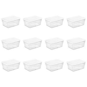 lot 7580 image: Sterilite 16448012 16 Quart15 Liter Storage Box, White Lid with Clear Base, 10-Pack