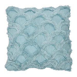 lot 7586 image: Creative Co-Op Square Cotton Chenille Scalloped Pillow, Light Blue