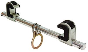 lot 7600 image: FallTech 7530 Steel, Trailing Beam Clamp Steel - Dual Ratcheting for Centering on I-beam, Machined Aluminum Bar, Steel Jaws wSlider Pads, 4 to 14