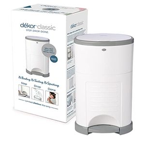 lot 8003 image: Dekor Classic Hands-Free Diaper Pail  White  Easiest to Use  Just Step �� Drop �� Done  Doesn��t Absorb Odors  20 Second Bag Change  Most Economical Refill System