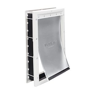 lot 8013 image: PetSafe NEVER RUST Dog and Cat Door, Large, For Pets Up To 100 lb, Paintable, Easy DIY Installation, Closing Panel Included, Install in Interior and Exterior Doors or Walls, Durable, Adjustable Flap