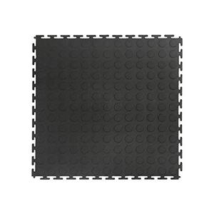 lot 8015 image: VersaTex Garage Floor 18 x 18 inch Square Plastic Coin Top Interlocking Floor Tiles for Home Gym, Garage Flooring, Trade Show Flooring, Basement Tiles, 8 Pack (Black)