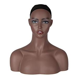 lot 8025 image: JINGFA Mannequins Realistic Female Mannequin Head With Shoulder Display Manikin Head Bust for Wigs,Makeup,Beauty Accessories